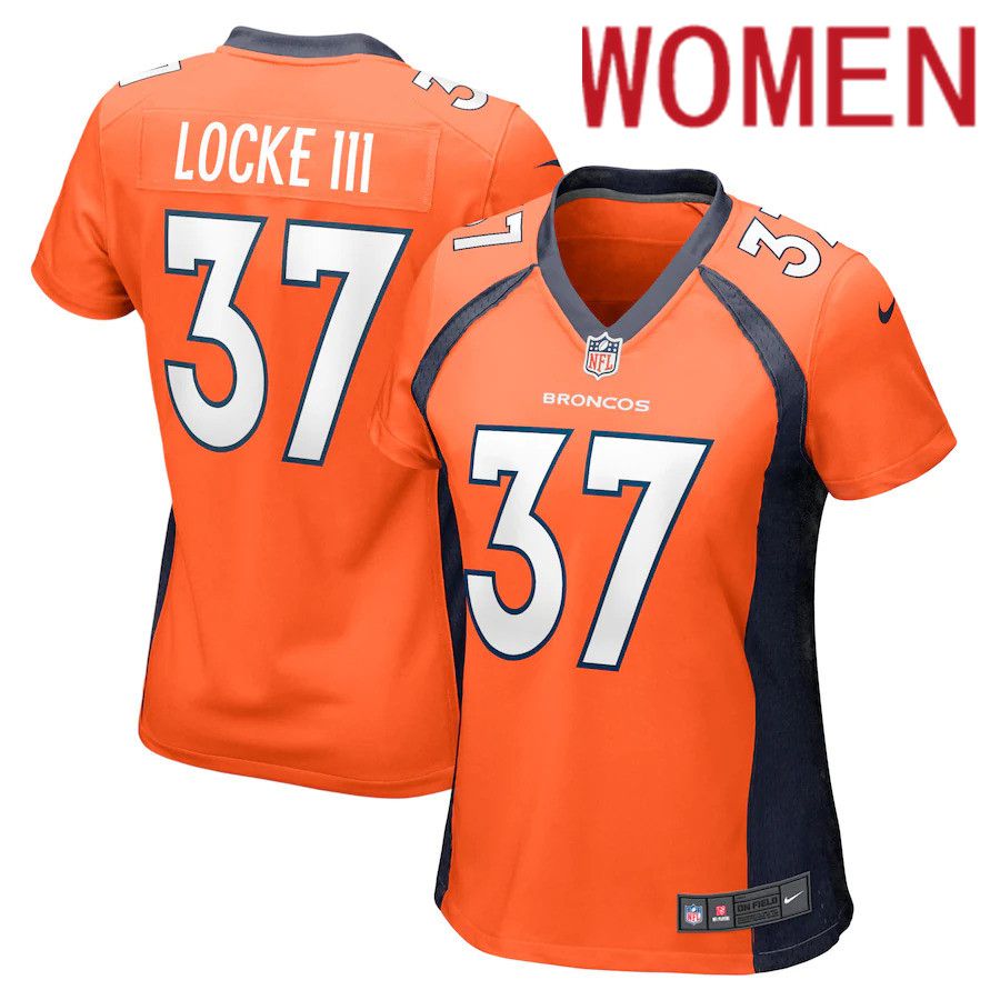 Women Denver Broncos #37 P.J. Locke III Nike Orange Game NFL Jersey